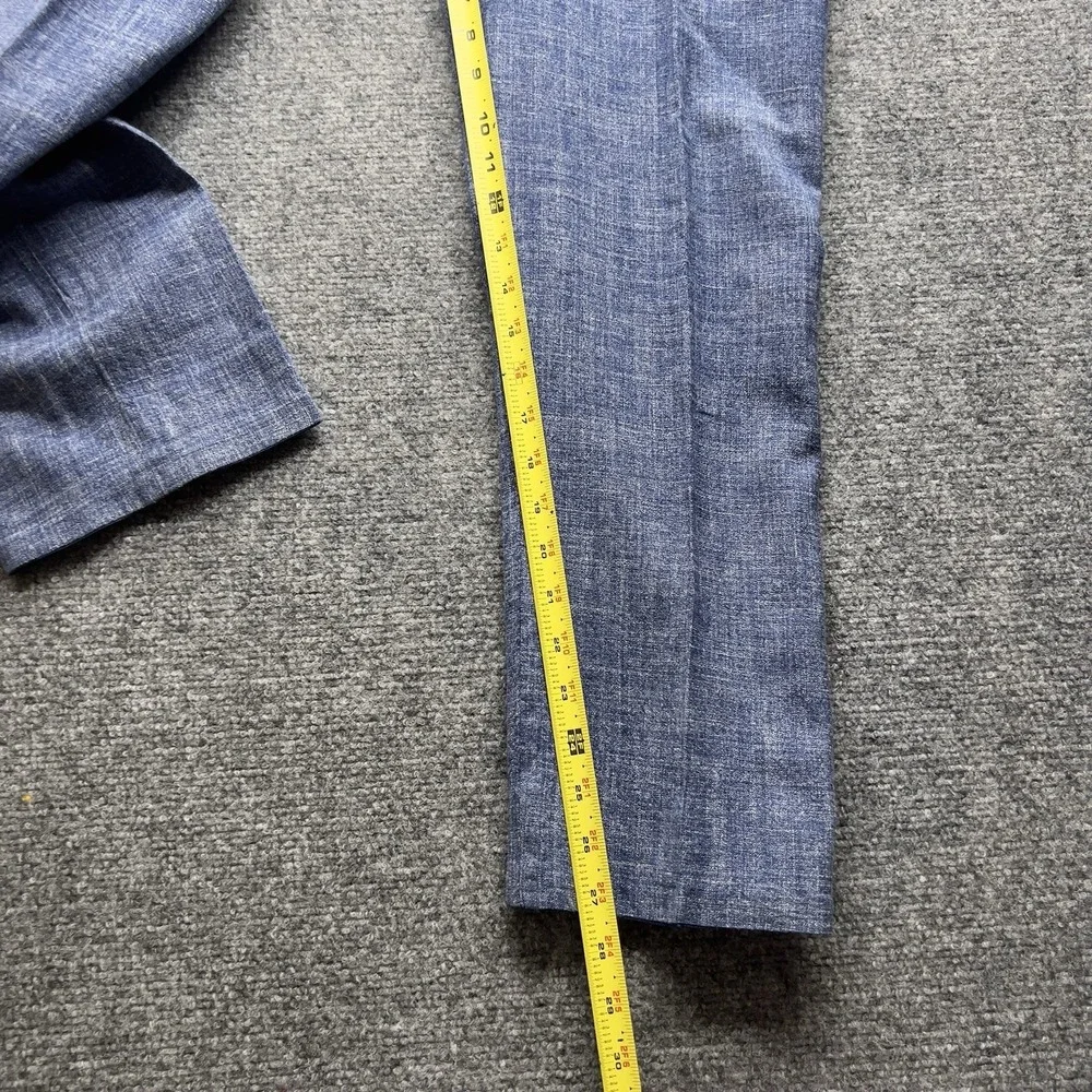 Mens Blue Dress Pants Flat Front Textured Casual Career Slacks 32x31